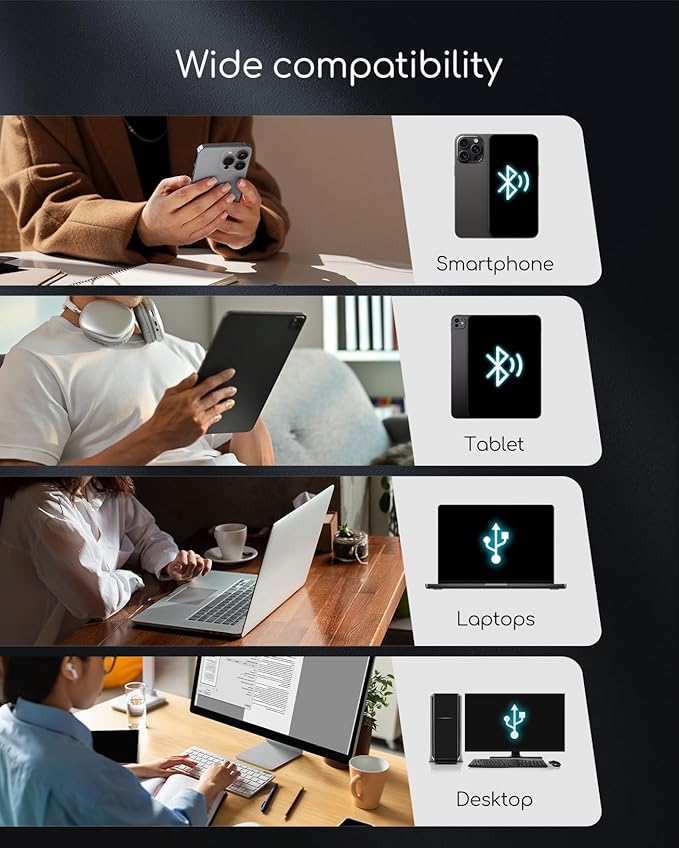 Portable Printers Wireless for Travel, Inkless Thermal Printer, Small Bluetooth Mobile Printer Support 8.5" X 11" Letter & A4 Thermal Paper, Compatible with iPhone Phone Laptop for Home Office Receipt