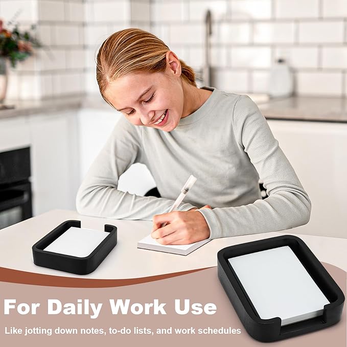 4x6 Memo Paper Holder Organizer for Desk Black Wooden Note Paper Tray with 100 Sheet Blank Memo Pads 4x6 Index Card Tray Black Wood Sticky Note Holder for Office Home School