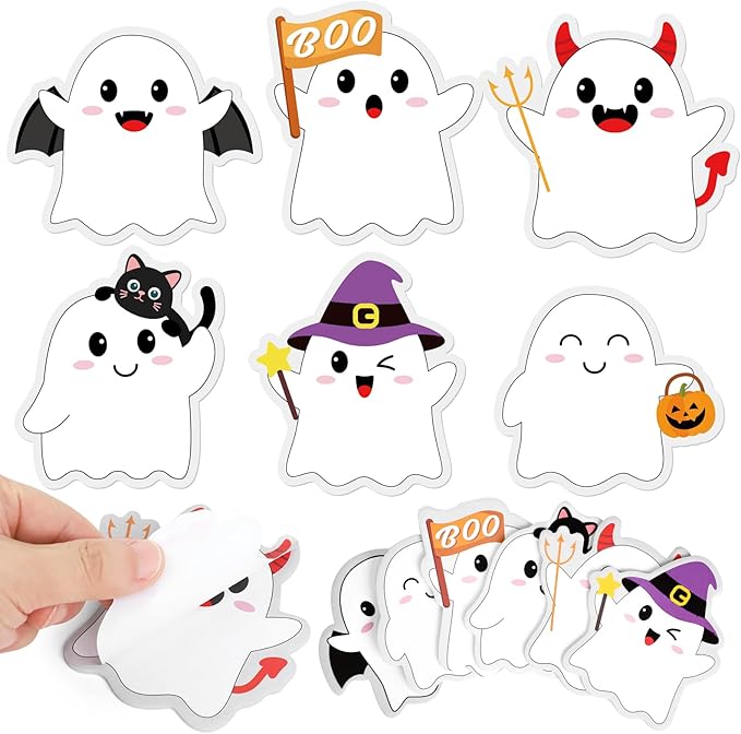 24 Pads Halloween Sticky Notes, Cute Boo Ghost Post It Notes 6 Designs, Halloween Memo Notepads for School Office Students Teachers Gift Supplies