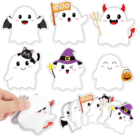 24 Pads Halloween Sticky Notes, Cute Boo Ghost Post It Notes 6 Designs, Halloween Memo Notepads for School Office Students Teachers Gift Supplies