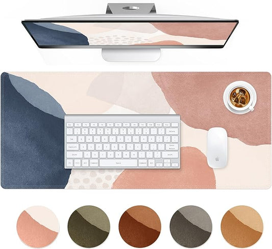 HAOCOO Desk Mat, Computer Desk Pad, Large Mouse Pad for Desk, XXL Gaming Mousepad for Desktop with Non-Slip Base, Waterproof Laptop Keyboard Mat for Home Office, Light Pink Boho