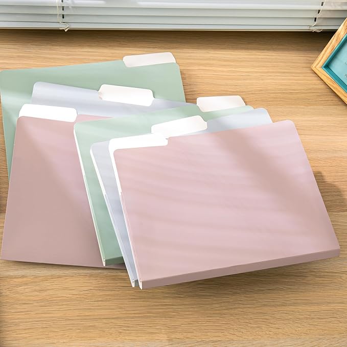 Y YOMA 6 Pack Extra Capacity File Folders Letter Size Accordion Decorative File Folder Cute Pretty Colored Filing Folder File Organizers for Office School Home Desktop with 1/3-Cut Tab, Morandi Color