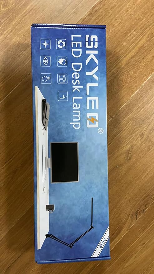 SKYLEO Led Desk Lamp - Desk Light for 31.5" Tall - 5 Color Modes X 11 Brightness Levels - Adjustable Swing Arm - Timmer & Memory Function - 12W Lamp for Desk - Black