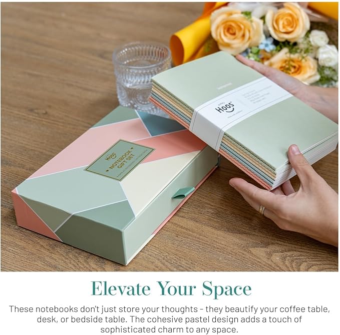 Notebook Journal, Pack of 8 Notebooks, A5, 5.5 x 8 in, Cute Soft Paper Cover Notepad for Travel, Meditation, Wedding and Dream Journals, Lined Diary Notepad Paper (Spring Colors)