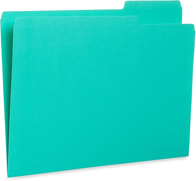 100 Blue Summit Supplies Colored File Folders Letter Size 1/3 Cut Tabs - Pastel File Folders, Colorful File Folders Multicolor, Durable 11pt Paper