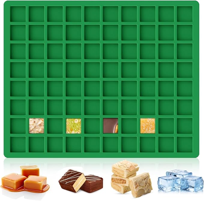 Chocolate Molds, 80 Cavities Gummy Molds, Non Stick Silicone Candy Molds for Square Chocolates, Caramels, Keto Snack Fat Bombs, Ice Cubes, Jellies, Gummies and Pet Snacks, Candy Molds Bite Size