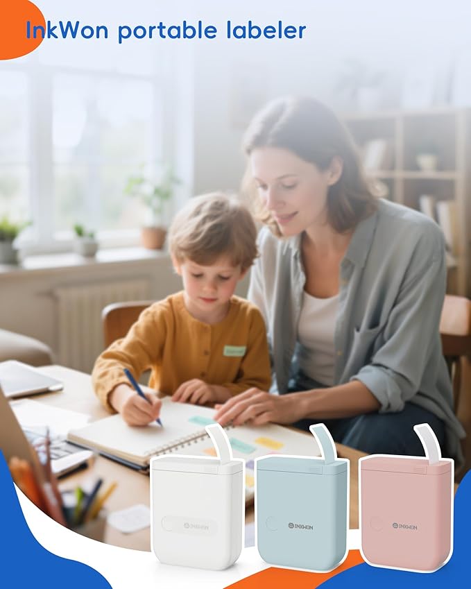 D110 Label Maker Machine with Tape, Bluetooth Mini Label Maker with Various Templates, Wireless Portable Small Label Printer for Home, Office, School, Blue