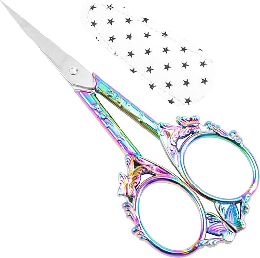 Small Embroidery Scissors with Cover -Cute and Comfortable handles with Sturdy and Sharp Tips for Precise Cutting, Sewing and Craft Supplies Kit