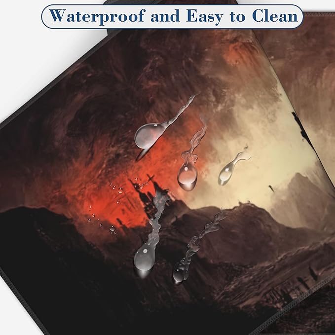 Large Gaming Mouse Pad for Desk Dark Castle Big Desk Mat Extended Mousepad with Stitched Edge and Non-Slip Base Long Computer Keyboard Mouse Mat for Home Office Work, 11.8 x 31.5 Inch