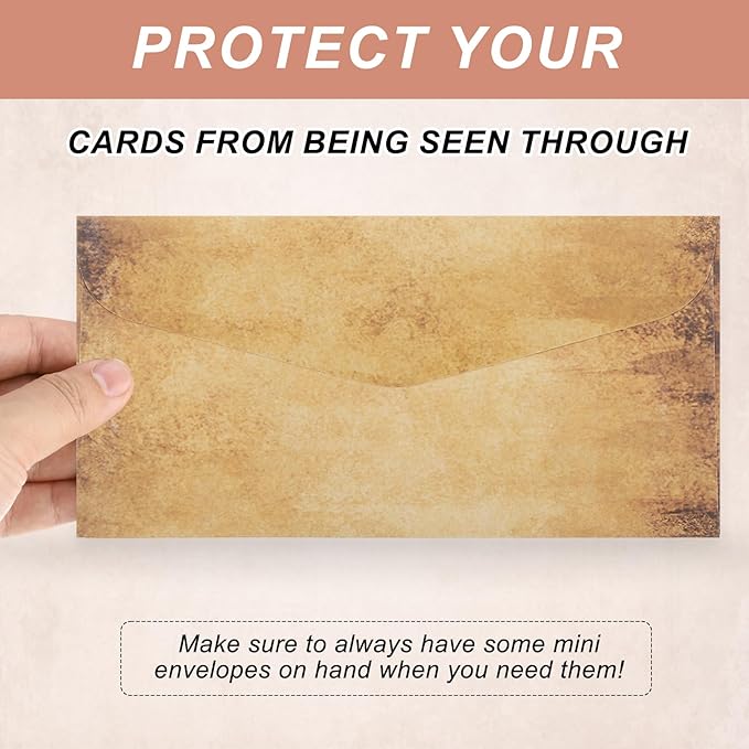 MECCANIXITY 48 Packs Envelopes Vintage Stationery Light Brown Spots Stationery Old Fashion Paper for Letter Writing, Invitations, Wedding-9 x 4 Inch