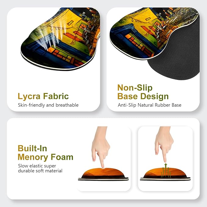 Desk Mat Gaming Mouse Pad, Cute Desk Matt Keyboard Wrist Rest for Desktop, Anti-Slip Mousepad w/Stitched Edges, XXL Large Mouse Pad with Wrist Support for Desk Computer I Terrace of The Cafe