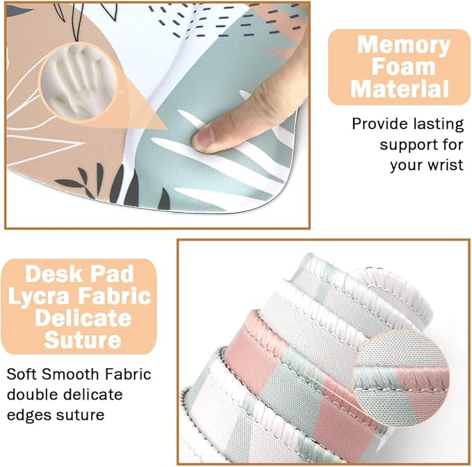 Keyboard Wrist Rest Large Mouse Pad Wrist Support for Computer, 4 in 1 Memory Foam Keyboard Pad Desk Mat Ergonomic Hand Rest Wrist Cushion for Home Office Gaming - Minimalist Plant