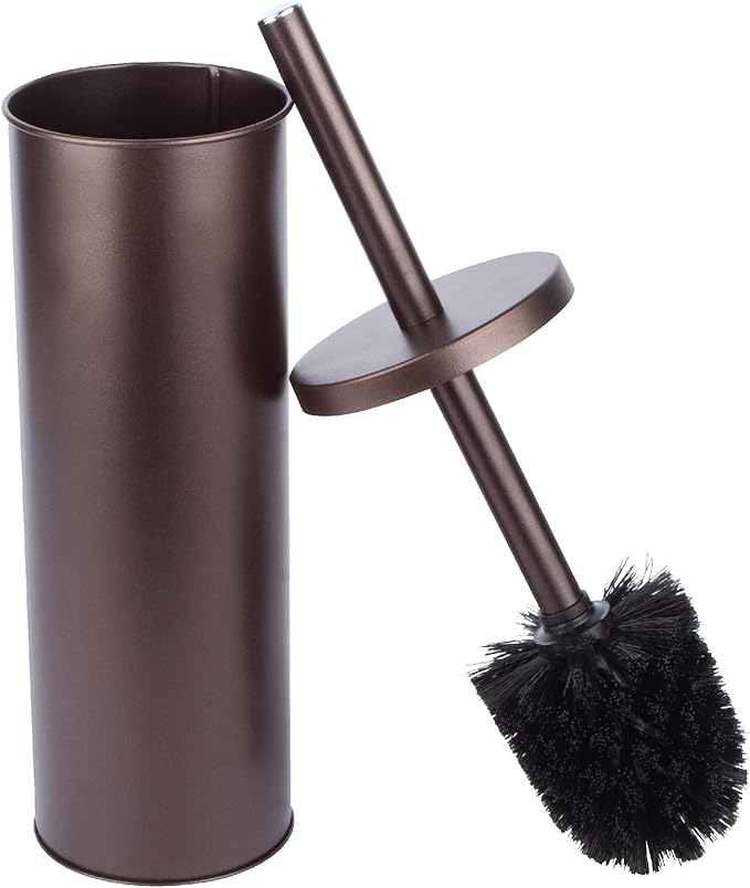 JS Jackson Supplies Sleek Toilet Brush and Holder with Metal Handle - Bronze
