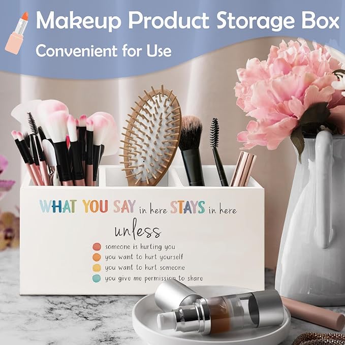 SNNDER Mental Health Office Pen Holder, What You Say in Here Stay in Here Wooden Pen Pencil Holder for Therapist Counseling Office