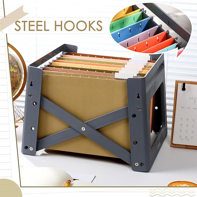 Yaomiao 24 Pack Hanging File Folders 3 Pleats Letter Size File Cabinet Folders with 1/5-Cut Adjustable Tabs Expandable Document Cabinet Colored for Home Desk Office Organization(Warm Color)