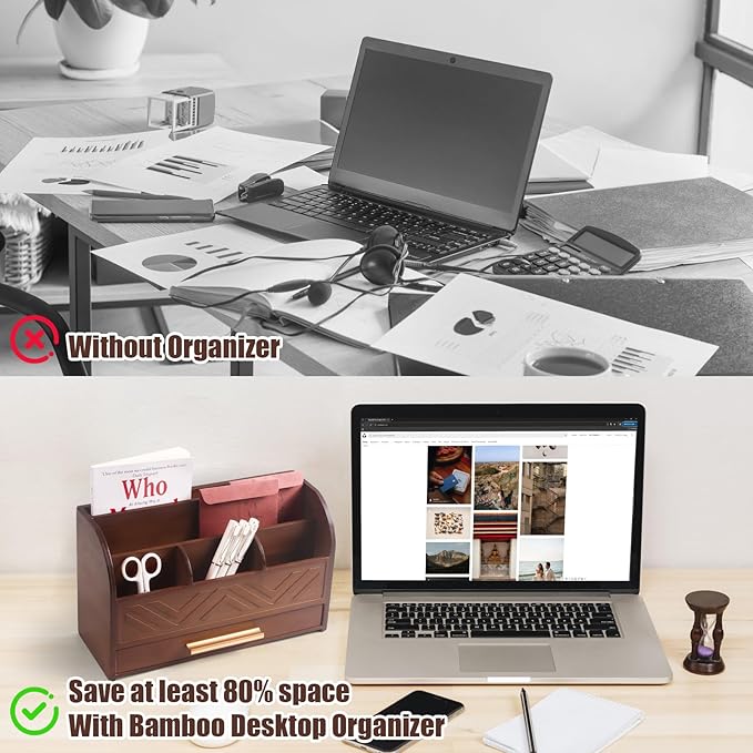 Mail Organizer Countertop Kitchen-Brown Mail Holder Countertop Drawers Wood Desk Drawer Tabletop Storage Organization Pen Holder Letter Sorter Makeup Organizer for School Home Office Supplies