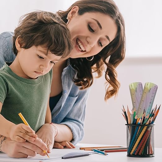 4 PCS Flexible Ruler Bendable Ruler,with Centimeters and Inches,Gradient Color Flexible Rulers,Suitable for Students,Schools (Color)