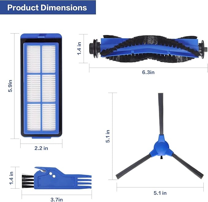 LesinaVac Replacement Parts for Eufy RoboVac 11S, 15C, 30C, 35C, 15T, 39 Max Series G10, G20, G30 Edge, Verge, Hybrid Vacuum Cleaner