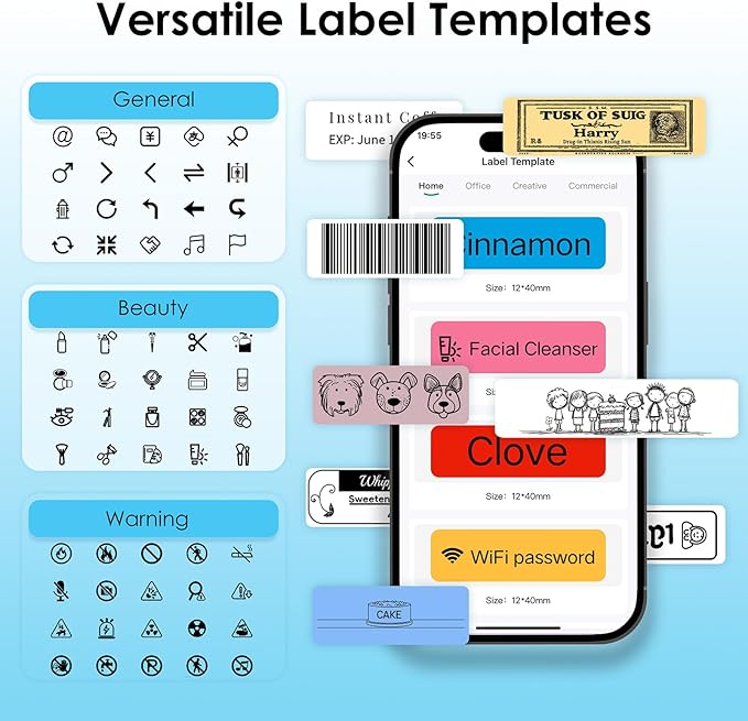 Mini Label Maker Machine with Tape – L11 Portable Bluetooth Label Printer, Wireless Thermal Sticker Maker for School, Home, and Office – White