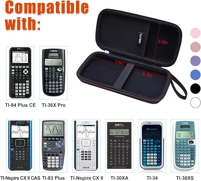 Hard Case Compatible with Texas Instruments TI-84 Plus CE/TI-84 Plus/TI-Nspire CX II CAS/TI-Nspire CX II/TI-83 Plus/TI-85 /TI-86 /TI30xs /TI36X Pro/TI 34 Color Graphing Calculator (Pink)