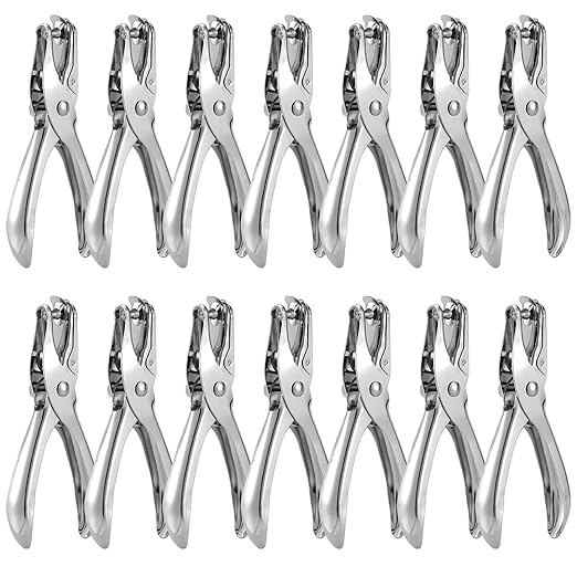 24 Pack 1 Hole Punch 1/4 Inch Single Hole Puncher Metal 5 Sheet Capacity Single Hole Punch Set Silver Paper Punches for Office Perforating Machines Craft Paper Tags Clothing Ticket DIY
