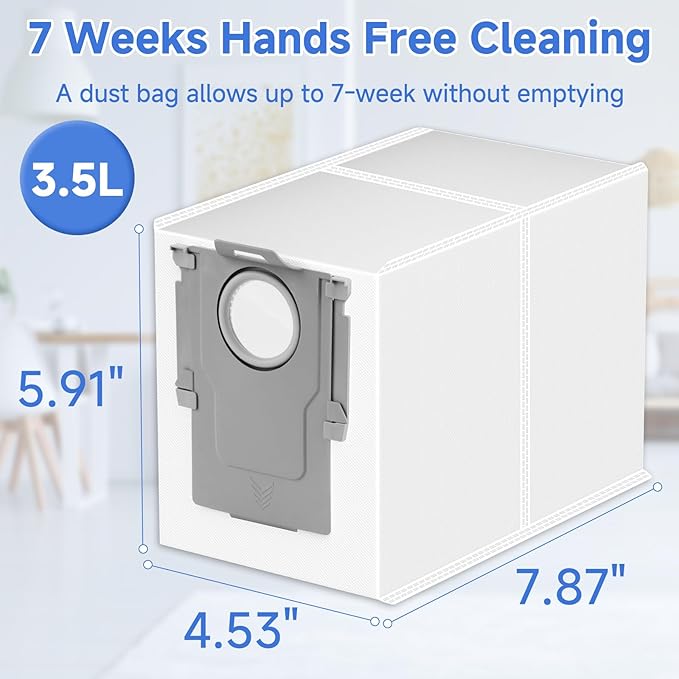 16 Packs Q Revo Dust Bags for Roborock QV 35A/QV 35S/Qrevo S5V/Saros 10/10R/Qrevo/Q RevoS/Qrevo Pro/Plus/MaxV/Master/Curv S5X/Edge S5A/S8 MaxV/S8 Max Ultra Robot Vacuum Cleaner, 3.5L Large Capacity