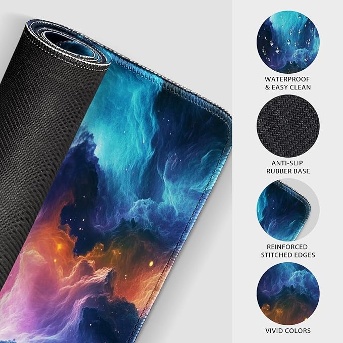 Large Gaming Mouse Pad 31.5"x15.7"｜XXL Desk Mat, Non-Slip Rubber Base & Stitched Edges - Extended Waterproof Mousepad for PC/Laptop/Office/Home Decor