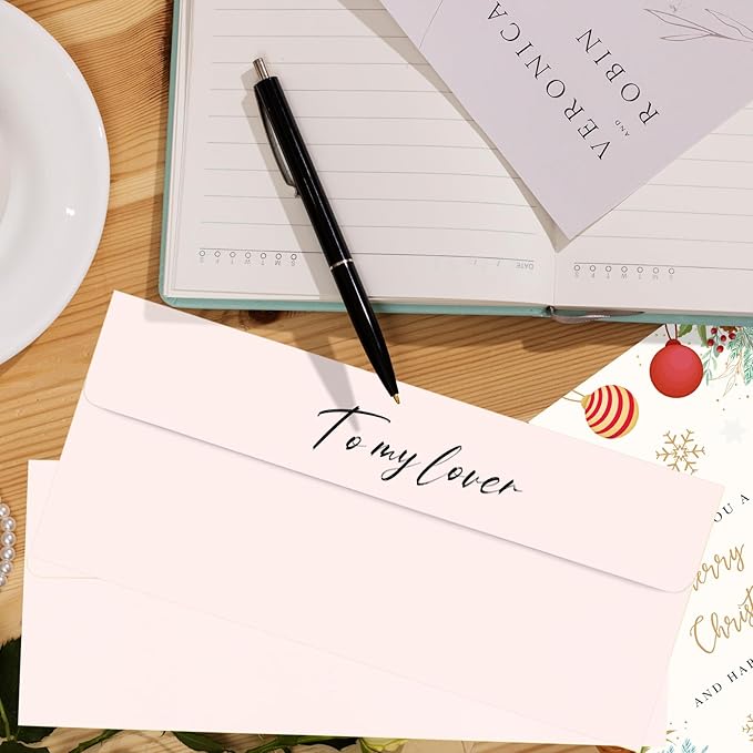 50 Pack Blush Pink #10 Business Envelopes, Standard Envelopes Self Seal, 4 1/8 x 9 1/2 Inch Letter Size Business Mailing Envelopes for Checks Invoices Statements Baby Shower Wedding Birthday