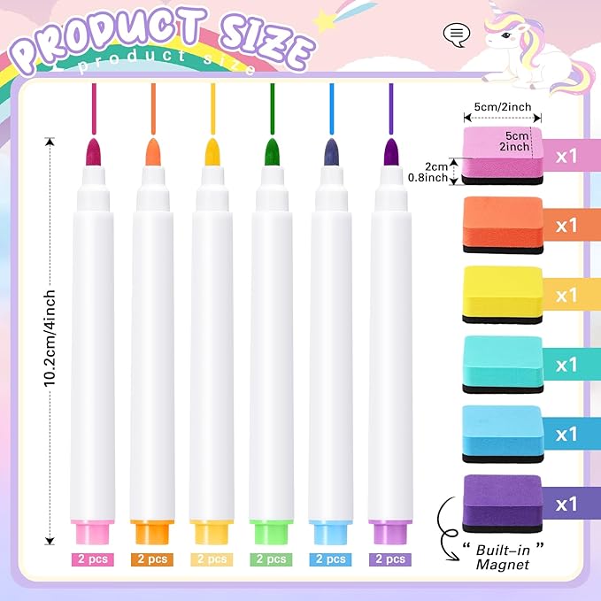 24 Pack Dry Erase Pocket Reusable Sleeves 10" x 14" Clear Plastic Sheet Protectors with Dry Erase Markers and Mini Sleeves Paper Teacher Supplies(Pastel)