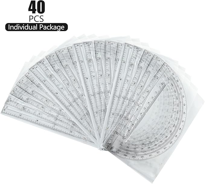 CertBuy 48 Pack Clear Protractor 6 Inch, Plastic Protractor Math Protractors 180 Degrees for Angle Measurement, Protractor for Geometry,Student Math Protractor Ruler for Drawing Geometry Classroom