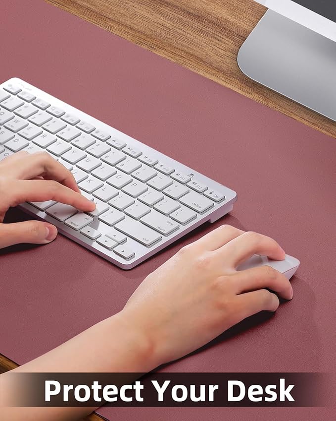 PULeather Non-Slip Desk Mat, Large Mouse Pad & Laptop Desk Pad - Waterproof Writing Pad for Office & Home (Light Purple, 35.4" x 17")