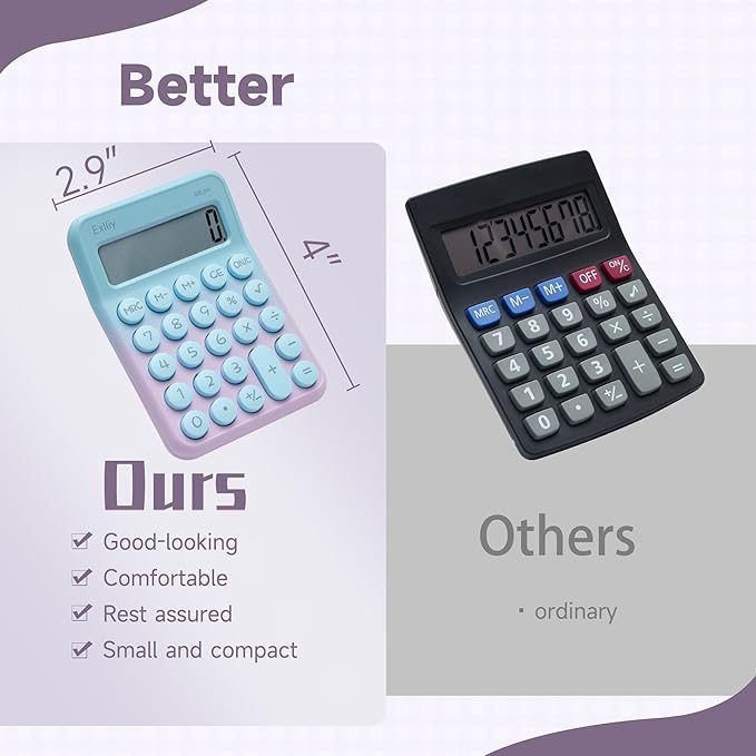 Pocket Calculator, Kids 8 Digit Small Desktop, LCD Display, Cute & Aesthetic Mini Calculator (Gradient Purple, S 1 Pcs)