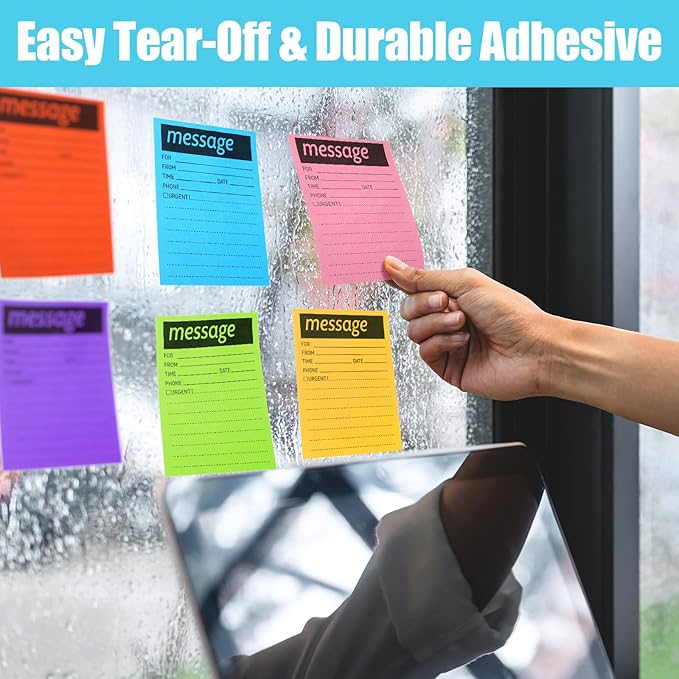 9 Set Phone Message Pads for Office, Colorful 4 x 5 Inch Phone Message Sticky Notes Urgent Self-Stick Memo Notepads for Desk Call Records, Neon Note Sheets for Workplace Communication School Supplies