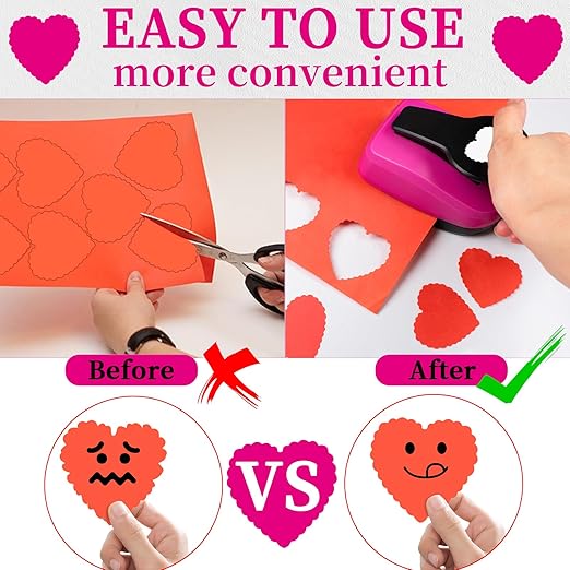 Heart Punch, 2 Inch Scalloped Heart Paper Punch, 50mm Scalloped corazón Shapes Hole Puncher for Paper Crafts Valentine's Day Scrapbooking Greeting Card DIY Albums