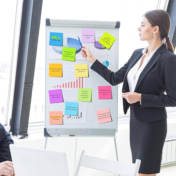 (24 Pads) Sticky Notes 3x3 in Post, 12 Bright Colors Self-Stick Note Pads it, Strong Adhesive, Easy to Post for Home, Office, Notebook