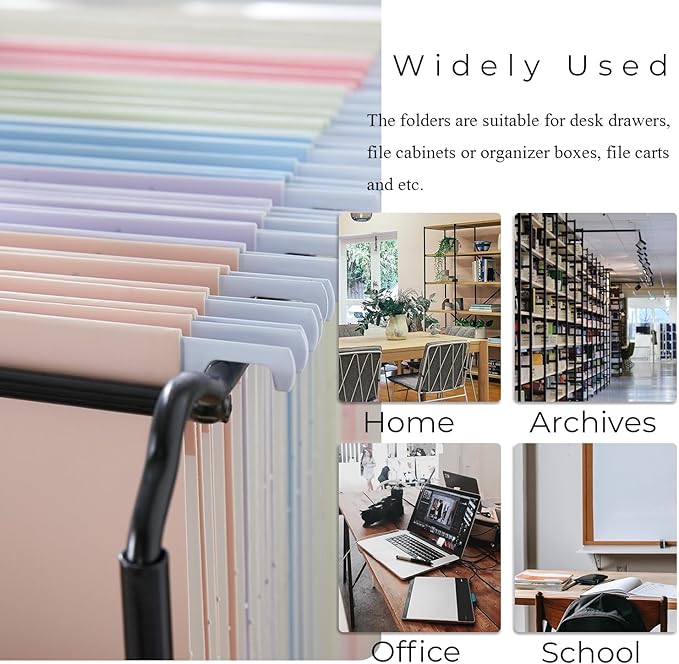 Y YOMA Legal Size - 24 Pack Colored Hanging File Folders Decorative Hanging Folder Cute Pretty File Folder for Filing Cabinet Office Home with 1/5-Cut Adjustable Tabs, Soft Color