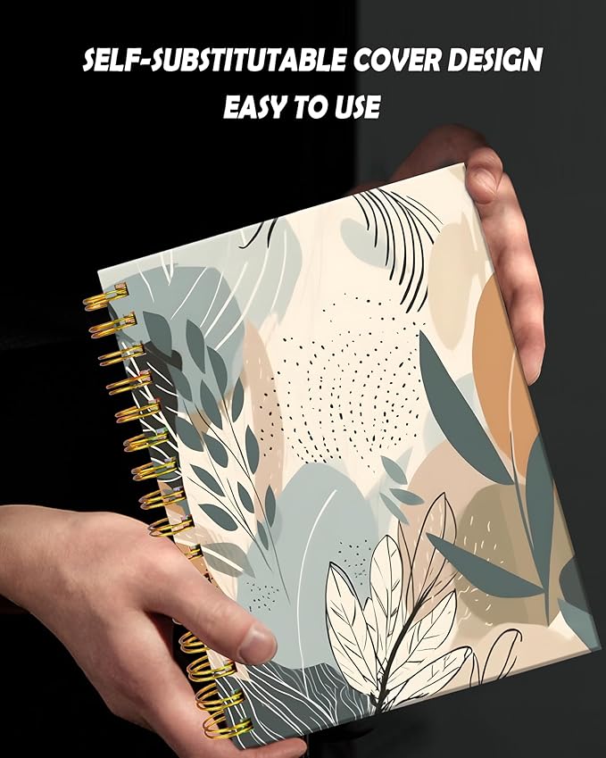 Spiral Journal Notebook for Women,A5 College Ruled Notebooks 6"x 8.4", 120 Pages Lined Journal with Premium Thick Paper,Perfect for School Office Home Gifts(Desert Leaf)