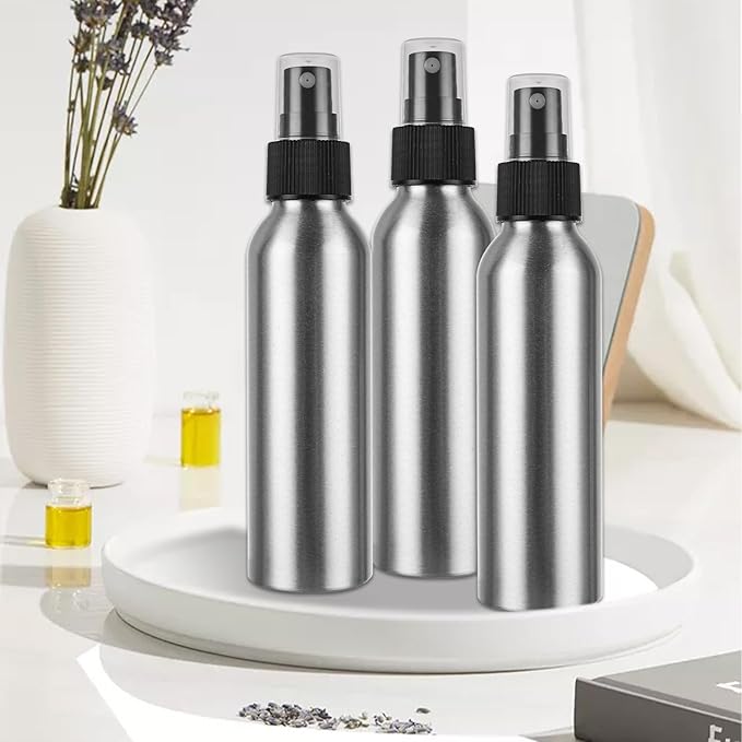 24PCS Aluminum Spray Bottle 4 oz Metal Mist Spray Bottle, Stainless Steel Spray Bottles 4 oz for Liquids Cosmetic Perfume Storage
