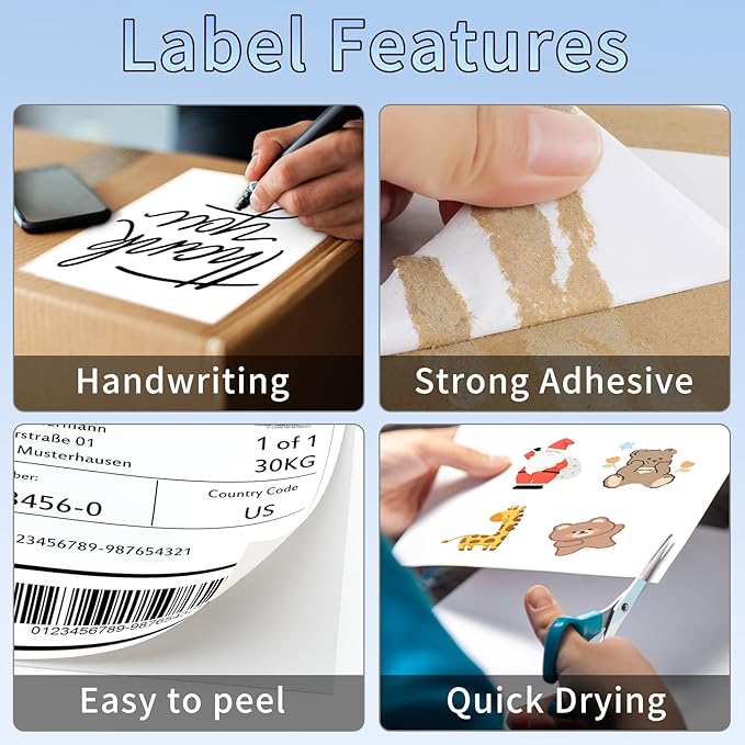 Full Sheet Sticker Paper, 8.5" x 11" Full Page Labels for Laser & Inkjet Printers, 100 Labels