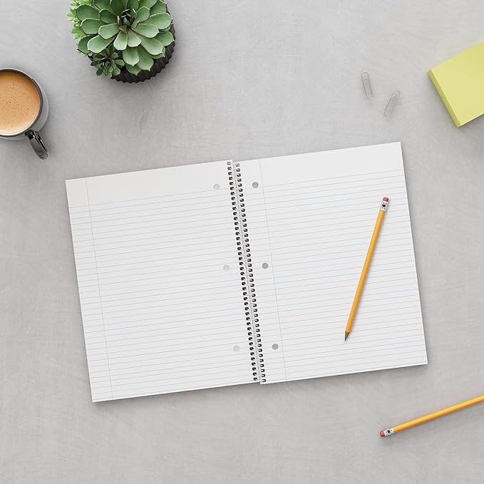 Staples Spiral Notebooks, 1-Subject College Ruled Paper, 8 x 10.5 Inch, 70-Sheets, 6-Pack, Assorted Colors