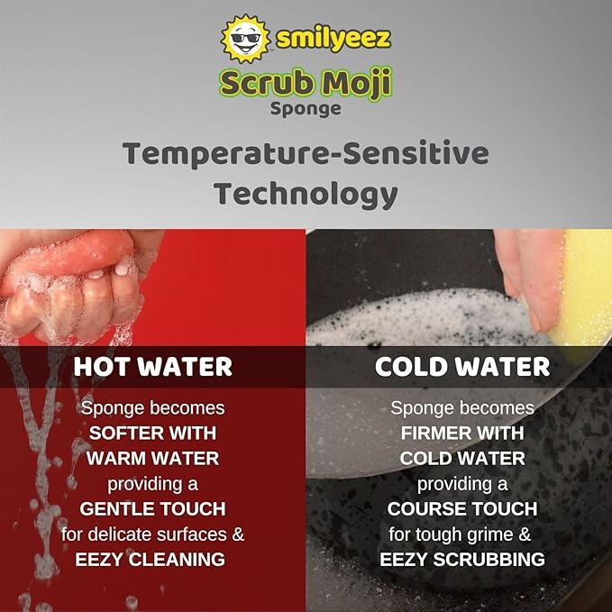 The Original Smiling Handle for Scrub Daddy (Reg. TM) Sponge and Scrub Moji Sponge - (White Handle) & 3 Purple Scrub Moji's