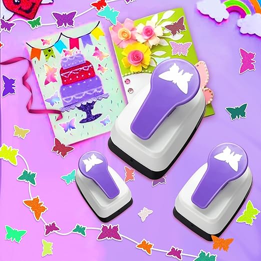 Butterfly Punch Set, 3/8 Inch, 5/8 Inch, 1 Inch Butterfly Hole Puncher Set for Scrapbooking, Butterflies Shaped Hole Punches for Paper Crafts, Weddings, Cardstock, Gift Wrapping, Greeting Cards