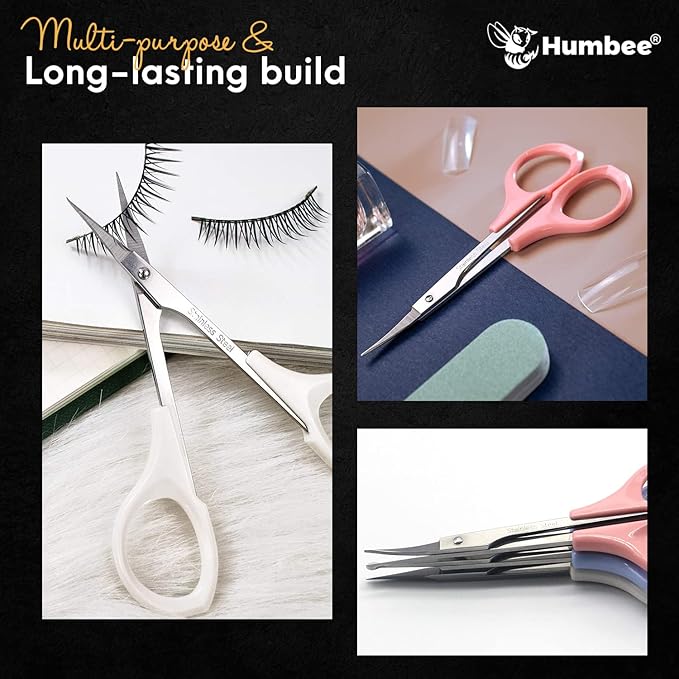 Hair Trimming Scissors Set, Grooming Scissors for Facial Hair, Nose Hair, Mustache, and Beard Grooming, Stainless Steel Eyebrow Scissors