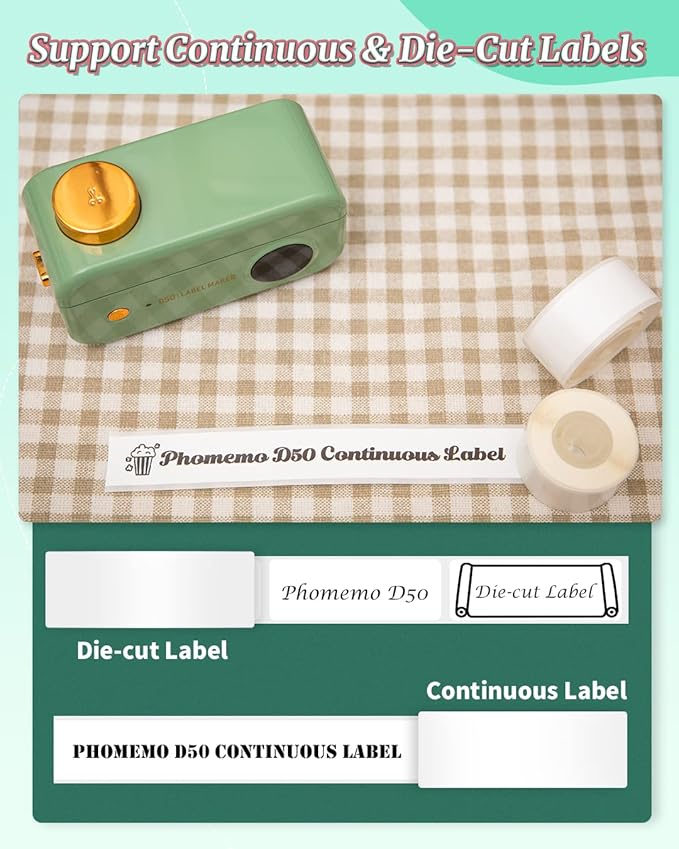 Phomemo Large Label Maker Machine with Tape D50 for 3/5" to 9/10" tape, Portable Thermal Label Maker Machine, Bluetooth Label Printer for Address,Storage,Office, Support Phones & Pad, USB Rechargeable