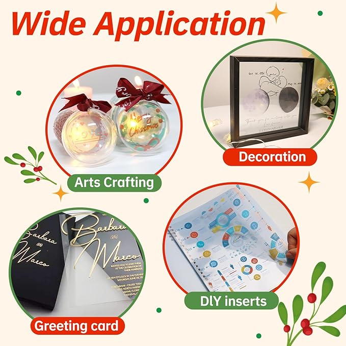 Uinkit 100 Sheets Laser Transparency Film 8.5x11 Color Transparent Paper OHP Clear Overhead Projector Film 8.5x11" for Laser Jet Printer Copier Copy Copies Photo Transparent Film A4 Letter Size