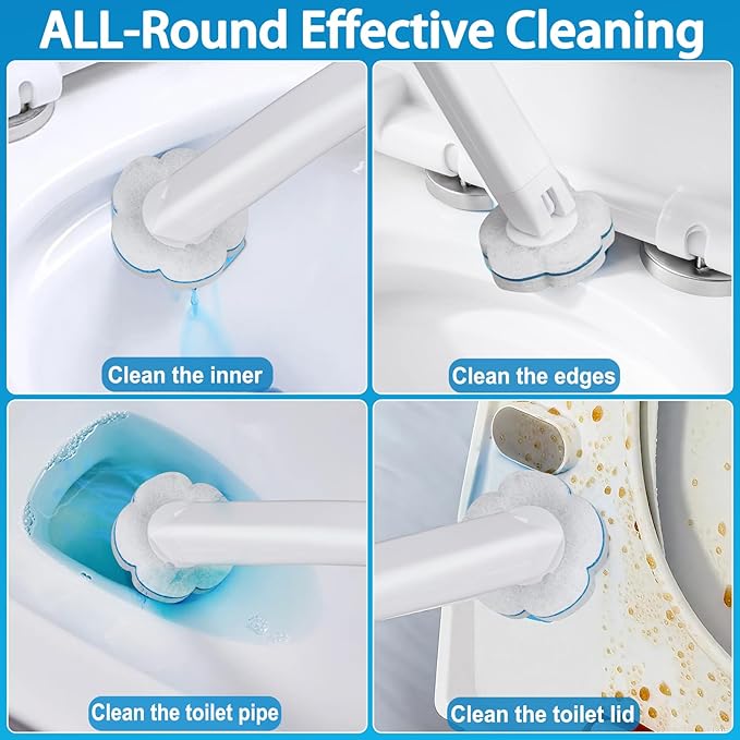 Ucaimao 80 PCS Toilet Wand Cleaner Refills，Toilet Bowl Brush Refills Disposable Toilet Cleaning System Replacement Heads Cleaner Pads for Bathtub Wash Basin (Only Refills，Only Fits Ucaimao) - White