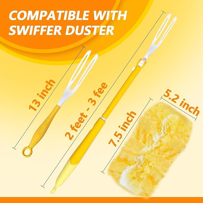 Yicotira Duster Refill Compatible with Swiffer Duster, 30 Count Heavy Duty Duster Refills Kit for Cleaning Dusting, Multi Surface 360 Feather Duster Disposable Refills, with 1 Handle