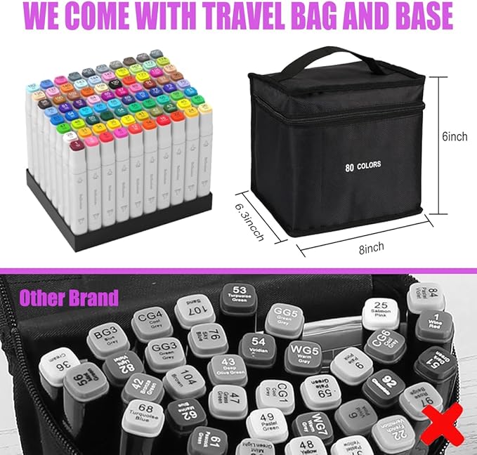 168 Colors Alcohol Markers Set with Base Dual Tip Drawing Markers for Comics Coloring Sketching Illustration (168 White) -Refillable