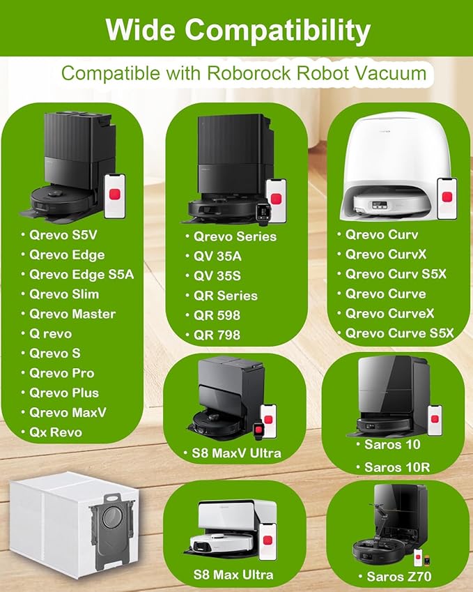 ApexOne 14 Packs Dust Bags for Roborock Saros 10/ 10R, Q Revo, Qrevo S/Slim, S8 MaxV Ultra, S8 Max Ultra, Qrevo MaxV/Pro/Curv/Curv S5X/ Edge/Edge S5A Robot Vacuum Cleaner, 3.2L Large Capacity