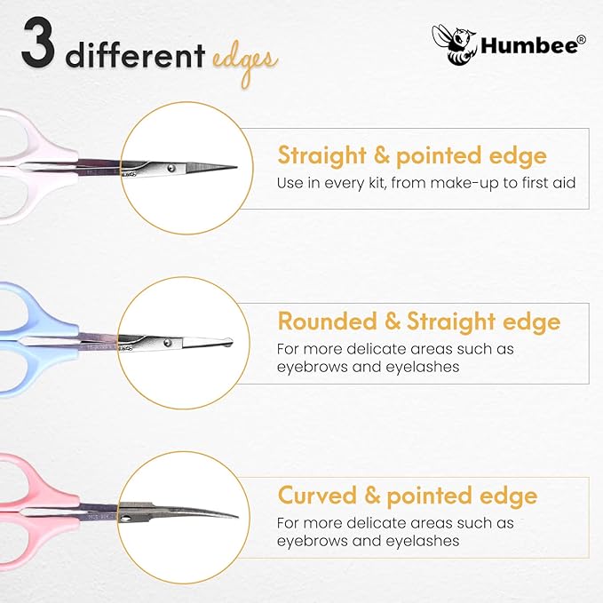 Hair Trimming Scissors Set, Grooming Scissors for Facial Hair, Nose Hair, Mustache, and Beard Grooming, Stainless Steel Eyebrow Scissors